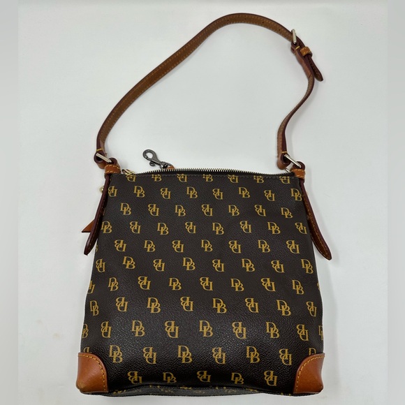 Dooney & Bourke brown Letter Carrier Logo Print Cross Body Bag Purse - Picture 9 of 13